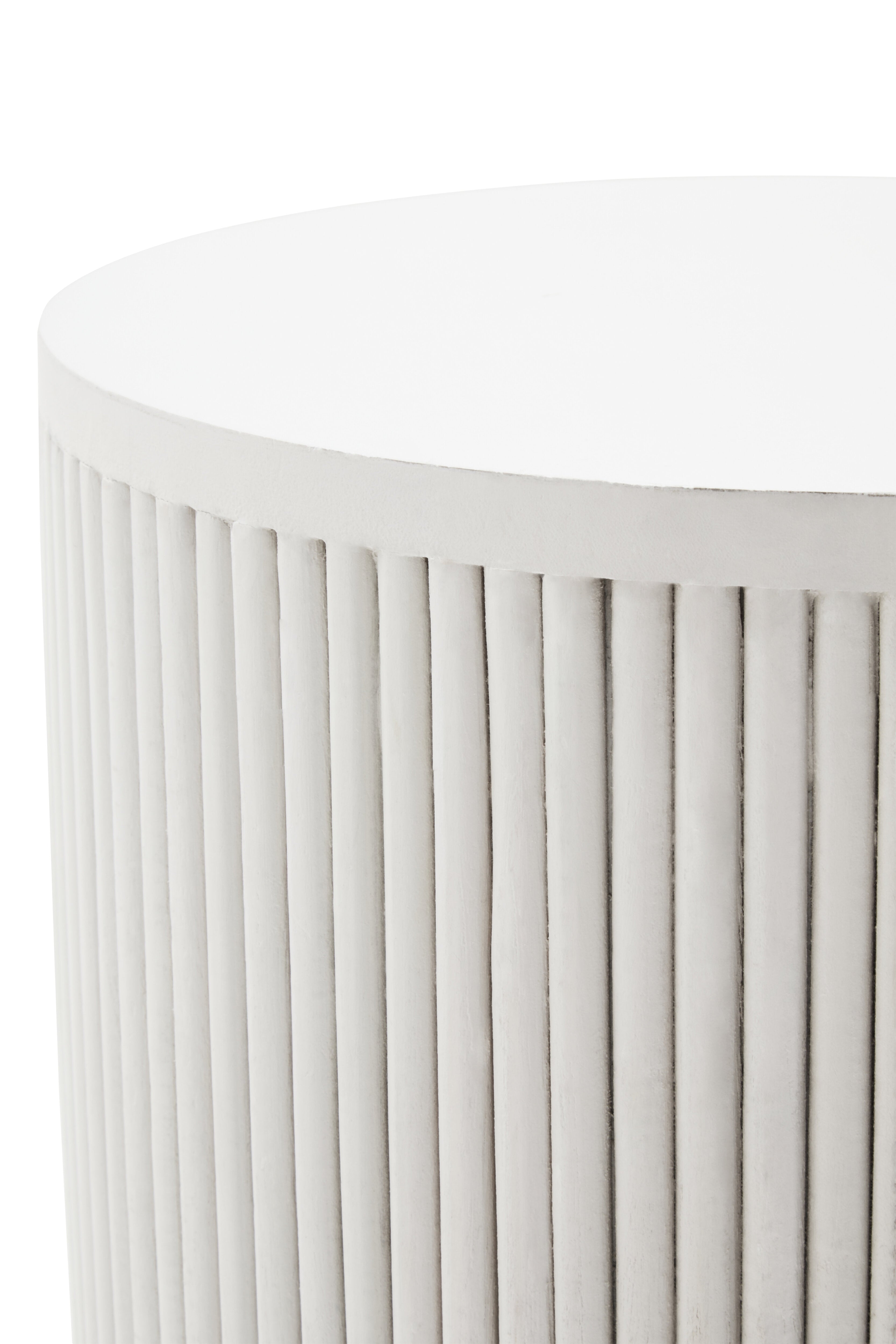 Lentigo Whitewash Mango Wood Ribbed Side Table